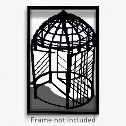 Pixel Art Poster - Wire Frame Gazebo (8 Bit Psychedelic Trippy Video Game Print)
