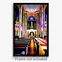 Pixel Art Poster - Glamorous Synagogue (8 Bit Psychedelic Video Game Print)