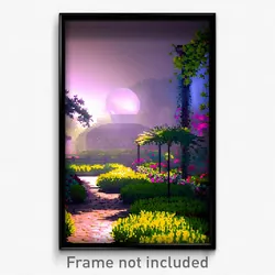 Pixel Art Poster - Smoggy Garden (8 Bit Psychedelic Trippy Video Game Print)