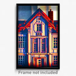 Pixel Art Poster - Distinct Counting House (8 Bit Psychedelic Video Game Print)
