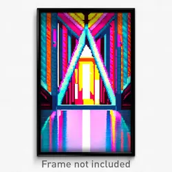 Pixel Art Poster - Zigzag Entrance (8 Bit Psychedelic Trippy Video Game Print)
