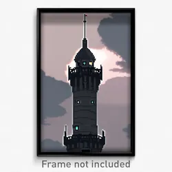 Pixel Art Poster - Gloomy Turret (8 Bit Psychedelic Trippy Video Game Print)