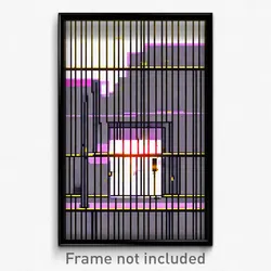 Pixel Art Poster - Wire Frame Glitchy Jail (8 Bit Psychedelic Video Game Print)