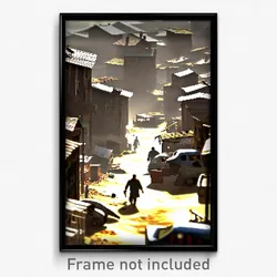 Pixel Art Poster - Tattered Shantytown (8 Bit Psychedelic Video Game Print)