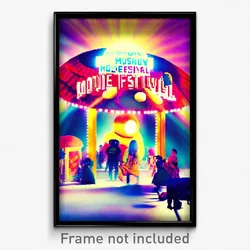 Pixel Art Poster - Mushy Movie Festival (8 Bit Psychedelic Video Game Print)