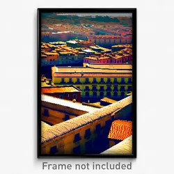 Pixel Art Poster - Shadowy Spanish City (8 Bit Psychedelic Video Game Print)