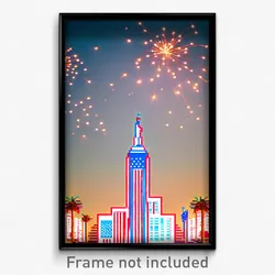 Pixel Art Poster - Conventional Fourth Of July (8 Bit Video Game Print)