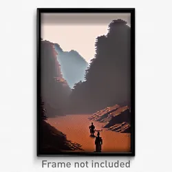 Pixel Art Poster - Brown Outland (8 Bit Psychedelic Trippy Video Game Print)