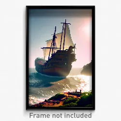 Pixel Art Poster - Lovely Shipwreck (8 Bit Psychedelic Trippy Video Game Print)