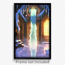 Pixel Art Poster - Frozen Lair (8 Bit Psychedelic Trippy Weird Video Game Print)