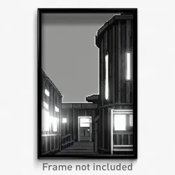 Pixel Art Poster - Colorless Outpost (8 Bit Psychedelic Trippy Video Game Print)