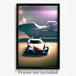 Pixel Art Poster - Voluminous Car (8 Bit Psychedelic Trippy Video Game Print)