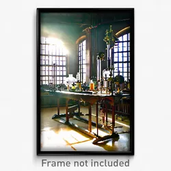 Pixel Art Poster - Old Fashioned Laboratory (8 Bit Psychedelic Video Game Print)