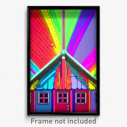 Pixel Art Poster - Multicolored Roof (8 Bit Psychedelic Trippy Video Game Print)