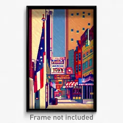 Pixel Art Poster - Spotted American Town (8 Bit Psychedelic Video Game Print)