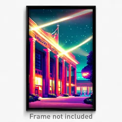 Pixel Art Poster - Imaginary Campus (8 Bit Psychedelic Trippy Video Game Print)