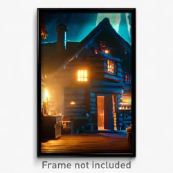 Pixel Art Poster - Monstrous Cabin (8 Bit Psychedelic Trippy Video Game Print)