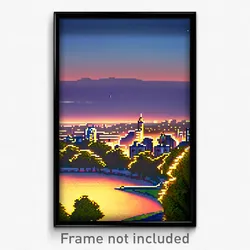 Pixel Art Poster - Distant University (8 Bit Psychedelic Video Game Print)