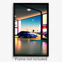 Pixel Art Poster - Mellow Car Dealership (8 Bit Psychedelic Video Game Print)