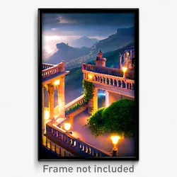 Pixel Art Poster - Thunderous Terrace (8 Bit Psychedelic Video Game Print)