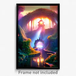 Pixel Art Poster - Negligible Grotto (8 Bit Psychedelic Trippy Video Game Print)