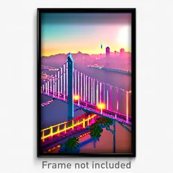 Pixel Art Poster - Virtual San Francisco (8 Bit Psychedelic Video Game Print)