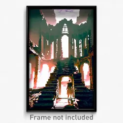 Pixel Art Poster - Acidic Ruin (8 Bit Psychedelic Trippy Weird Video Game Print)
