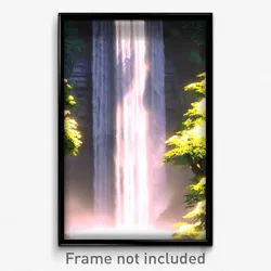 Pixel Art Poster - Angelic Waterfall (8 Bit Psychedelic Trippy Video Game Print)