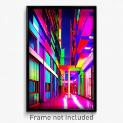 Pixel Art Poster - Vibrant Modern Architecture (8 Bit Video Game Print)