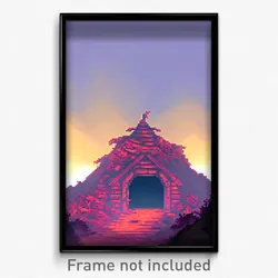 Pixel Art Poster - Giant Hideaway (8 Bit Psychedelic Trippy Video Game Print)