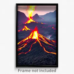 Pixel Art Poster - Thunderous Lava Fields (8 Bit Psychedelic Video Game Print)