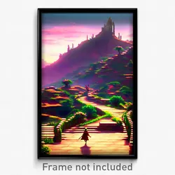 Pixel Art Poster - Villainous Landscape (8 Bit Psychedelic Video Game Print)