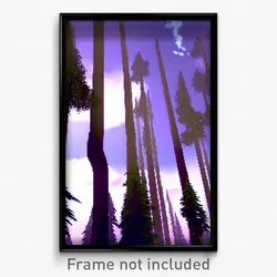 Pixel Art Poster - Thin Cloud Forest (8 Bit Psychedelic Trippy Video Game Print)