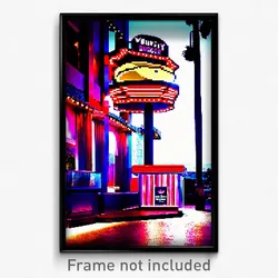 Pixel Art Poster - Velvety Burger Stand (8 Bit Psychedelic Video Game Print)