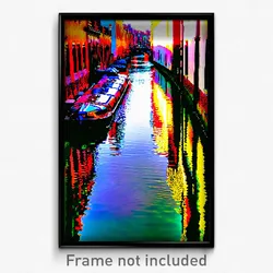 Pixel Art Poster - Glossy Canal (8 Bit Psychedelic Trippy Video Game Print)