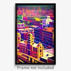 Pixel Art Poster - Nutty Mexican City (8 Bit Psychedelic Video Game Print)