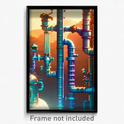Pixel Art Poster - Worldly Pipes (8 Bit Psychedelic Trippy Video Game Print)