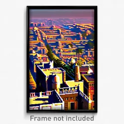Pixel Art Poster - Puny Indian City (8 Bit Psychedelic Trippy Video Game Print)