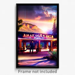 Pixel Art Poster - Amazing Ranch (8 Bit Psychedelic Trippy Video Game Print)