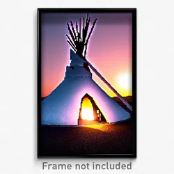 Pixel Art Poster - Unwelcoming Wigwam (8 Bit Psychedelic Video Game Print)