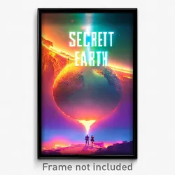 Pixel Art Poster - Secret Earth (8 Bit Psychedelic Trippy Video Game Print)