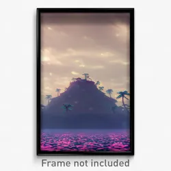 Pixel Art Poster - Creepy Atoll (8 Bit Psychedelic Trippy Video Game Print)