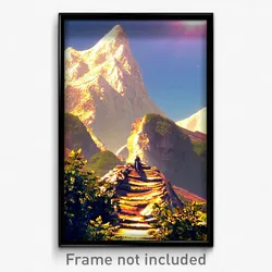 Pixel Art Poster - Tattered Mountain (8 Bit Psychedelic Trippy Video Game Print)