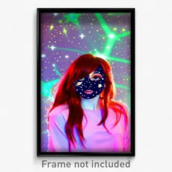 Pixel Art Poster - Starry Face (8 Bit Psychedelic Trippy Weird Video Game Print)