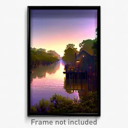 Pixel Art Poster - Old Bayou (8 Bit Psychedelic Trippy Weird Video Game Print)
