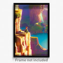 Pixel Art Poster - Whimsical Cliff (8 Bit Psychedelic Trippy Video Game Print)