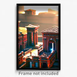 Pixel Art Poster - Tiny Roman Architecture (8 Bit Psychedelic Video Game Print)