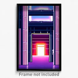 Pixel Art Poster - Simple Anime Architecture (8 Bit Video Game Print)