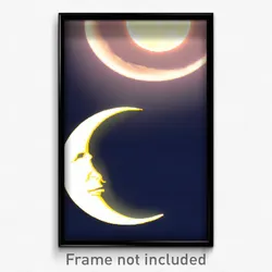 Pixel Art Poster - Classic Moon (8 Bit Psychedelic Trippy Video Game Print)
