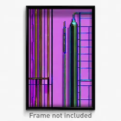 Pixel Art Poster - Wire Frame Tube (8 Bit Psychedelic Trippy Video Game Print)